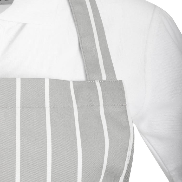 Whites Butchers Stripe Bib Apron Grey/White Whites Chefs Clothing