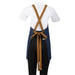 Southside Short Length X-Cross Back Bib Apron Denim Blue with Tan Ties Southside