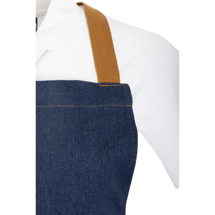 Southside Short Length X-Cross Back Bib Apron Denim Blue with Tan Ties Southside