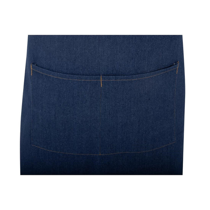 Southside Short Length X-Cross Back Bib Apron Denim Blue with Tan Ties Southside