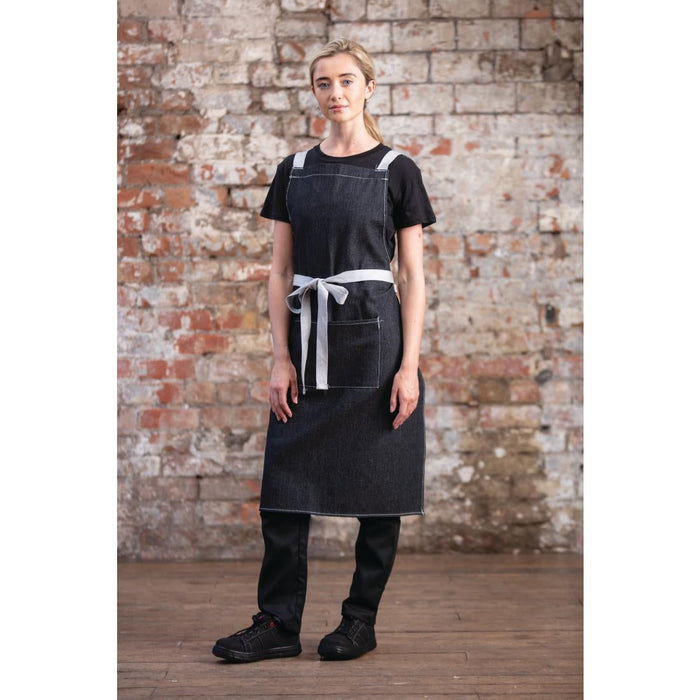 Southside X-Cross Back Bib Apron Denim Black Southside