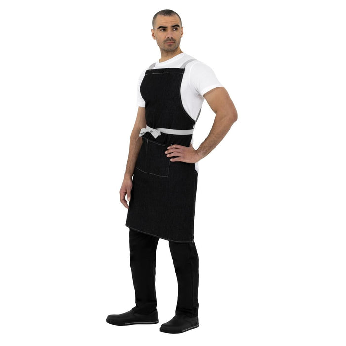 Southside X-Cross Back Bib Apron Denim Black Southside