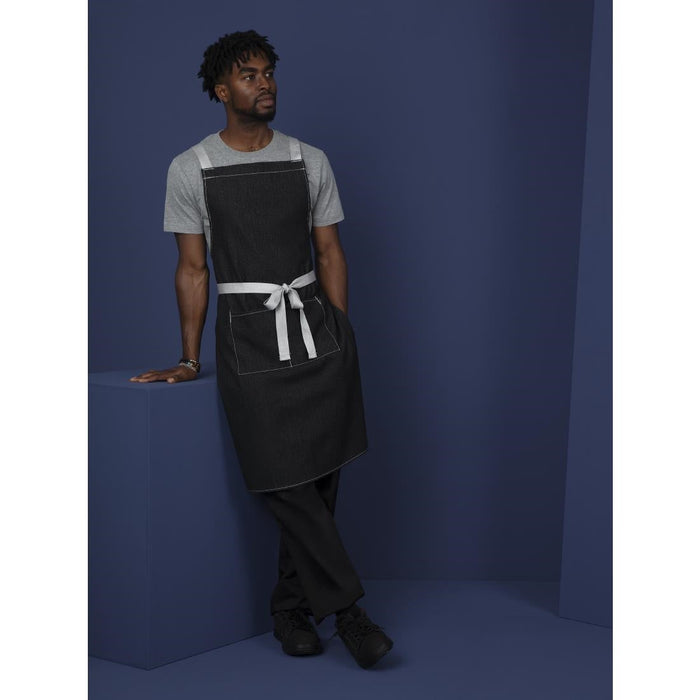 Southside X-Cross Back Bib Apron Denim Black Southside