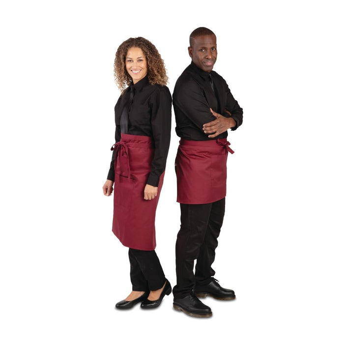 Whites Short Bistro Apron Burgundy Whites Chefs Clothing