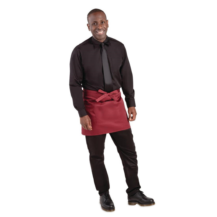 Whites Short Bistro Apron Burgundy Whites Chefs Clothing