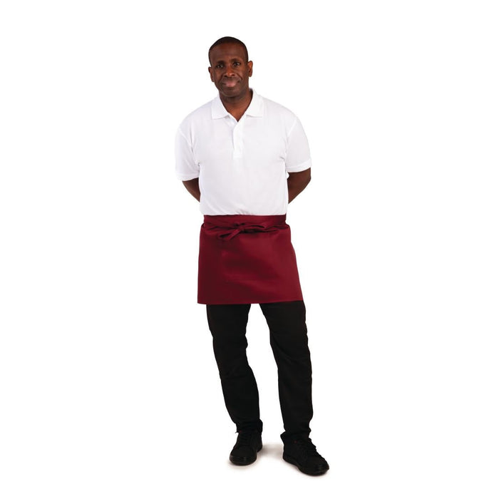 Whites Short Bistro Apron Burgundy Whites Chefs Clothing