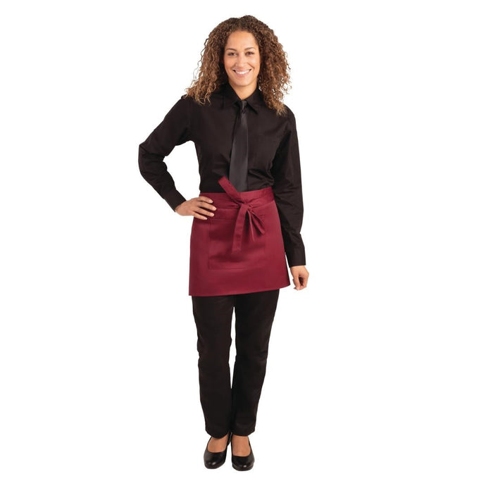 Whites Short Bistro Apron Burgundy Whites Chefs Clothing