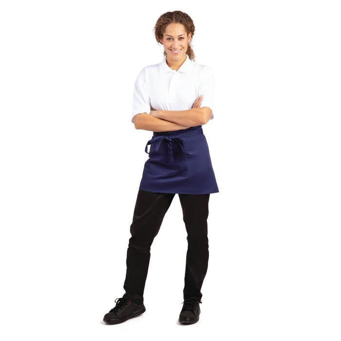 Whites Short Bistro Apron Navy Blue Whites Chefs Clothing