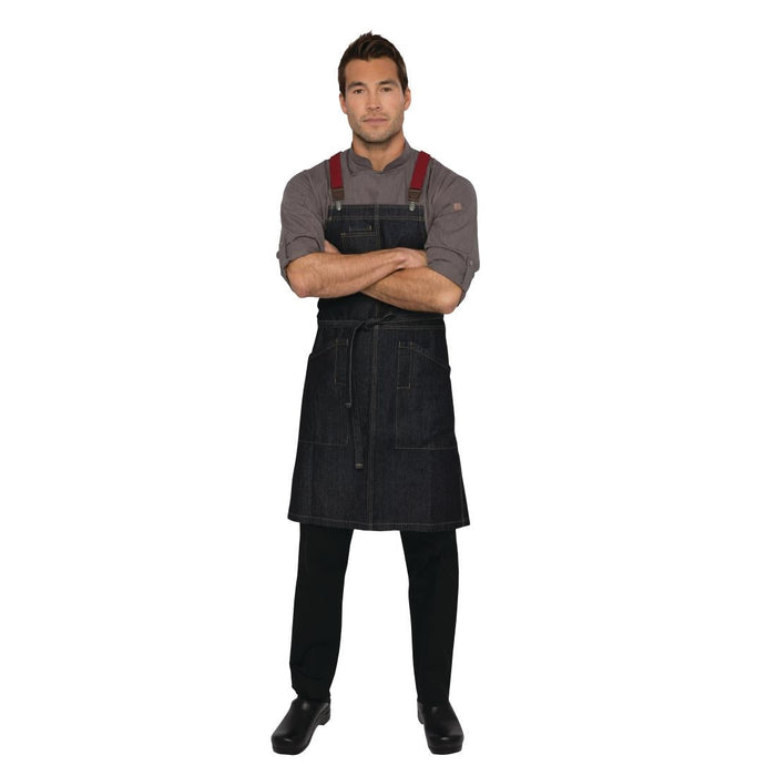 Chef Works Urban Berkeley Denim Brace Bib Apron Dark Indigo Chef Works Urban