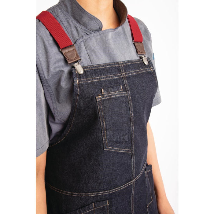 Chef Works Urban Berkeley Denim Brace Bib Apron Dark Indigo Chef Works Urban