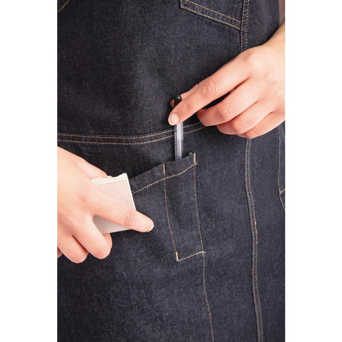 Chef Works Urban Berkeley Denim Brace Bib Apron Dark Indigo Chef Works Urban