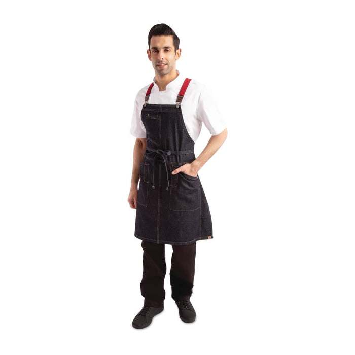 Chef Works Urban Berkeley Denim Brace Bib Apron Dark Indigo Chef Works Urban