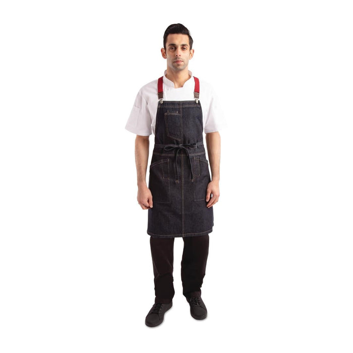Chef Works Urban Berkeley Denim Brace Bib Apron Dark Indigo Chef Works Urban