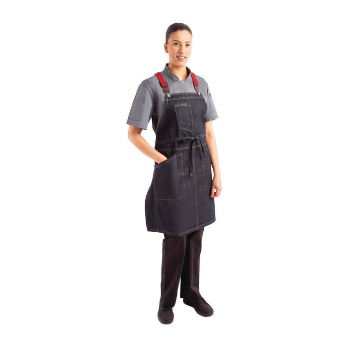 Chef Works Urban Berkeley Denim Brace Bib Apron Dark Indigo Chef Works Urban