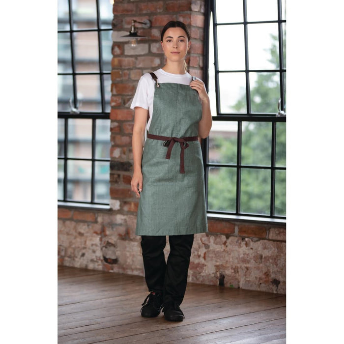 Southside Linen Blend Bib Apron Forest Green Southside