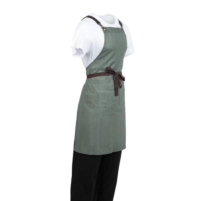 Southside Linen Blend Bib Apron Forest Green Southside