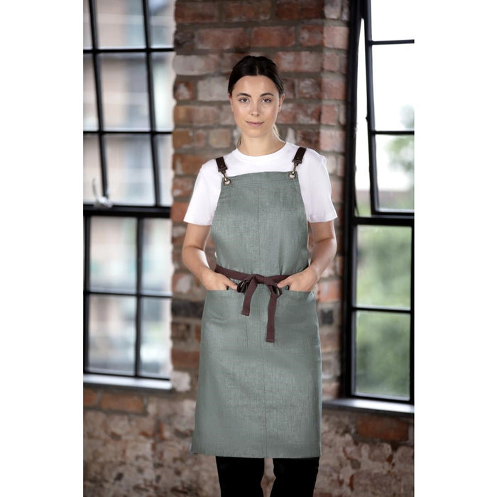 Southside Linen Blend Bib Apron Forest Green Southside