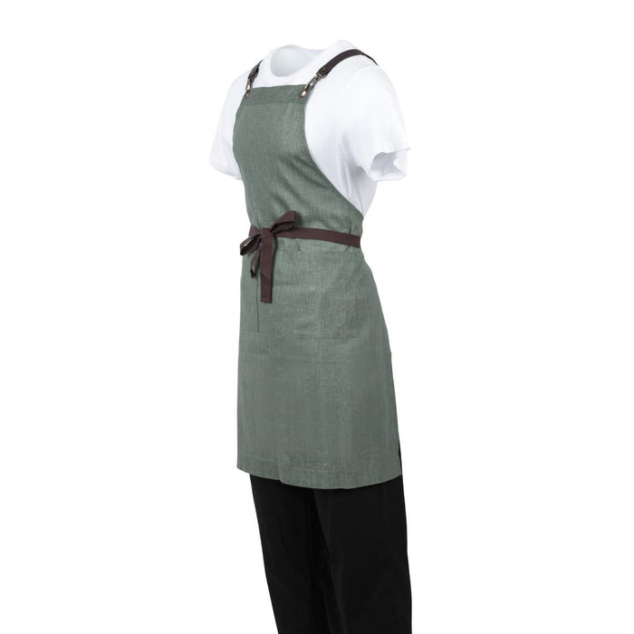 Southside Linen Blend Bib Apron Forest Green Southside