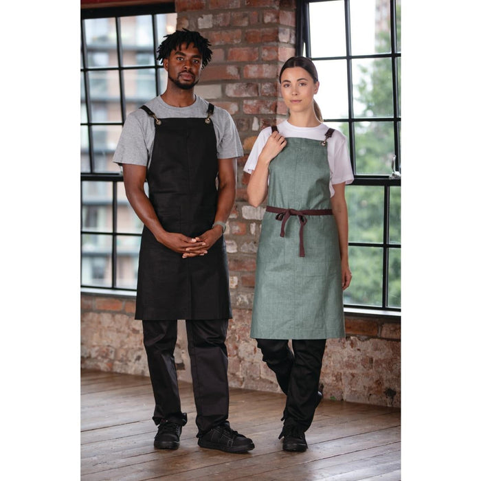 Southside Linen Blend Bib Apron Forest Green Southside