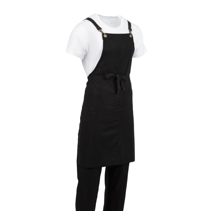Southside Linen Blend Bib Apron Black Southside