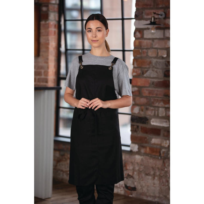 Southside Linen Blend Bib Apron Black Southside