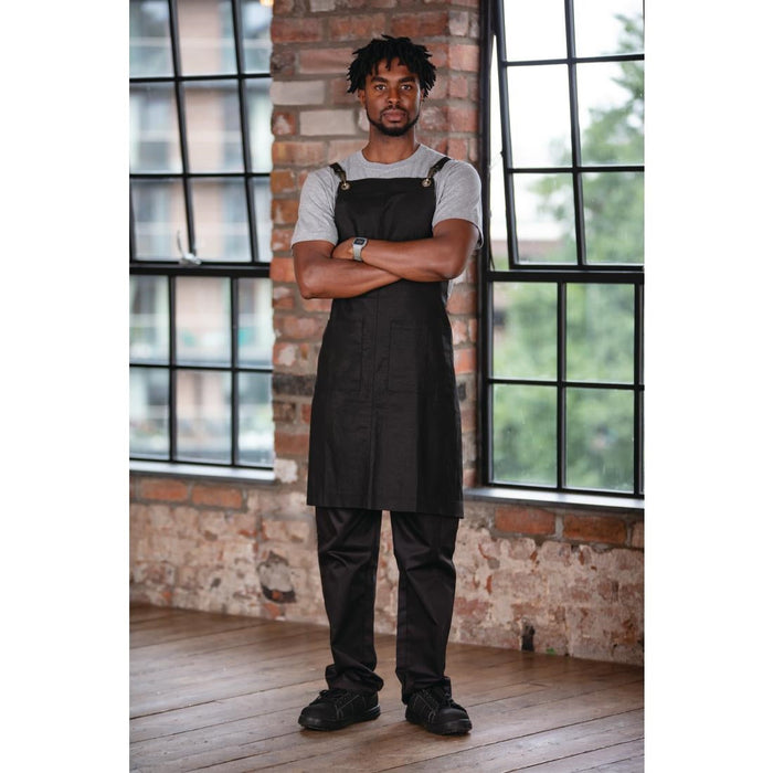 Southside Linen Blend Bib Apron Black Southside