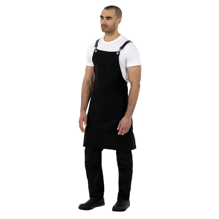 Southside Linen Blend Bib Apron Black Southside