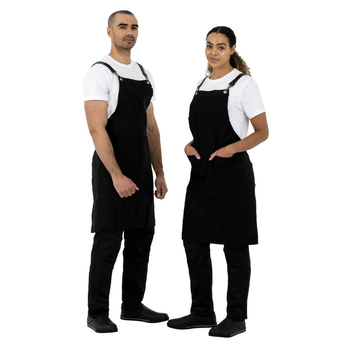 Southside Linen Blend Bib Apron Black Southside