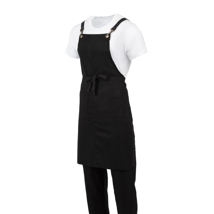 Southside Linen Blend Bib Apron Black Southside