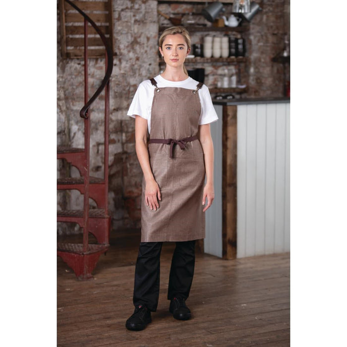 Southside Linen Blend Bib Apron Chocolate Southside