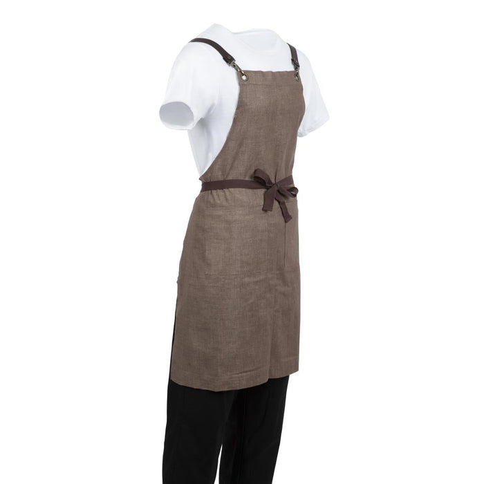 Southside Linen Blend Bib Apron Chocolate Southside