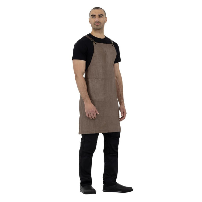 Southside Linen Blend Bib Apron Chocolate Southside