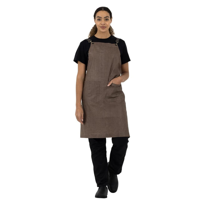 Southside Linen Blend Bib Apron Chocolate Southside