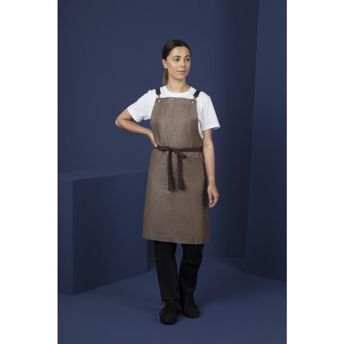 Southside Linen Blend Bib Apron Chocolate Southside