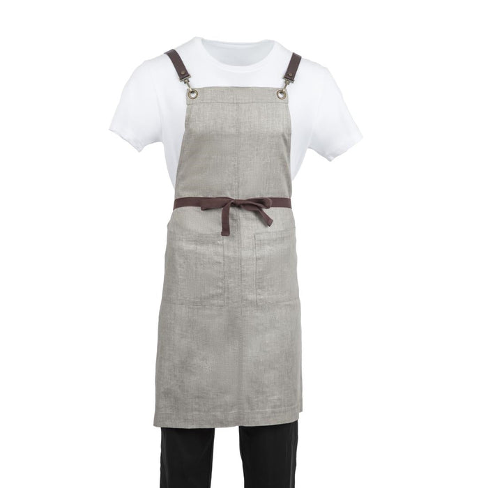 Southside Linen Blend Bib Apron Grey Southside