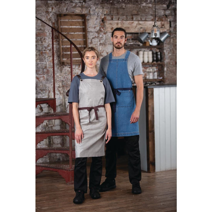 Southside Linen Blend Bib Apron Grey Southside