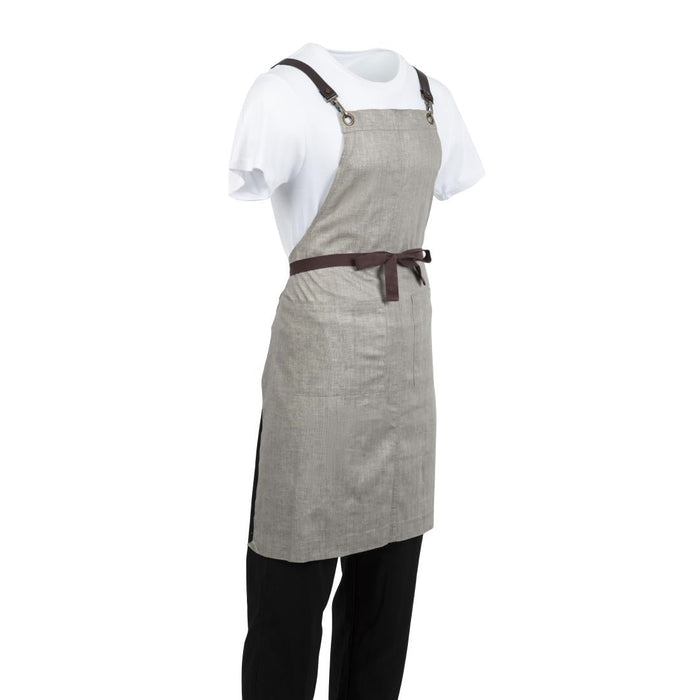 Southside Linen Blend Bib Apron Grey Southside