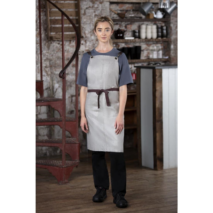 Southside Linen Blend Bib Apron Grey Southside