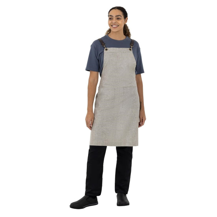 Southside Linen Blend Bib Apron Grey Southside