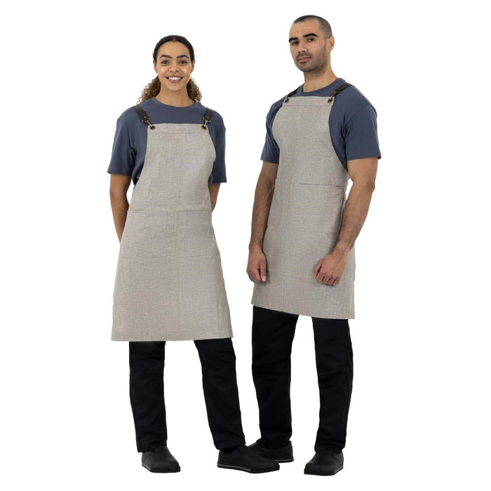 Southside Linen Blend Bib Apron Grey Southside