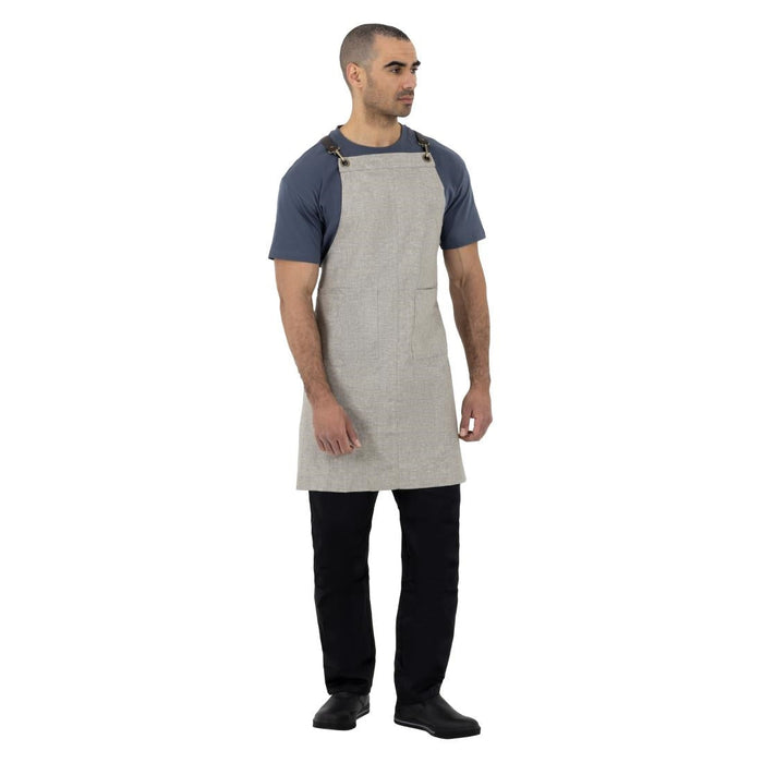Southside Linen Blend Bib Apron Grey Southside