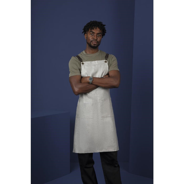 Southside Linen Blend Bib Apron Grey Southside