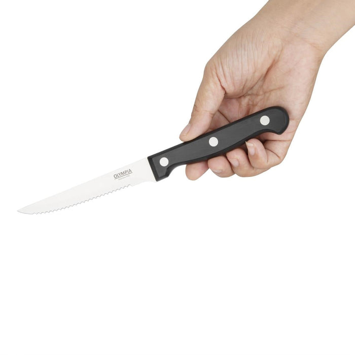 Olympia Serrated Steak Knives Black Handle (12 Pack) Olympia