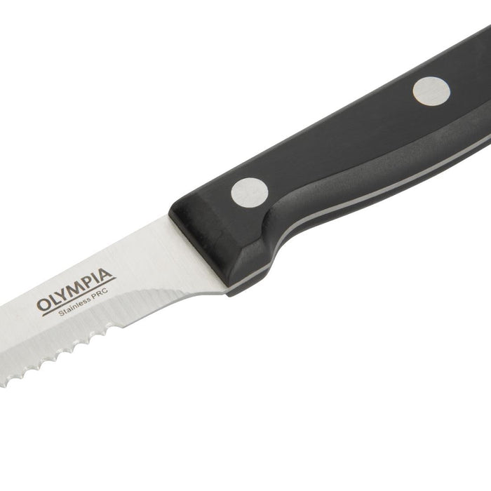Olympia Serrated Steak Knives Black Handle (12 Pack) Olympia