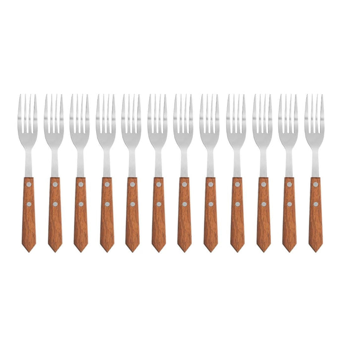 Olympia Steak Forks with Merbau Wood Handles (12 Pack) Olympia