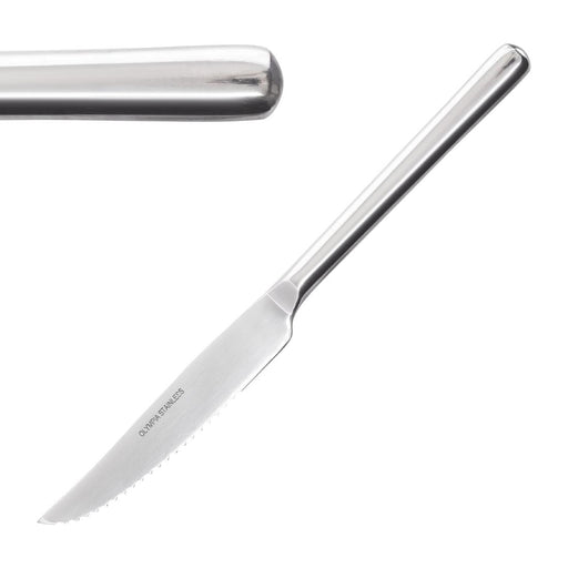 235(L)mm | 9 1/4". Serrated Blade. Pack Quantity: 12. Material: 18/0 Stainless Steel