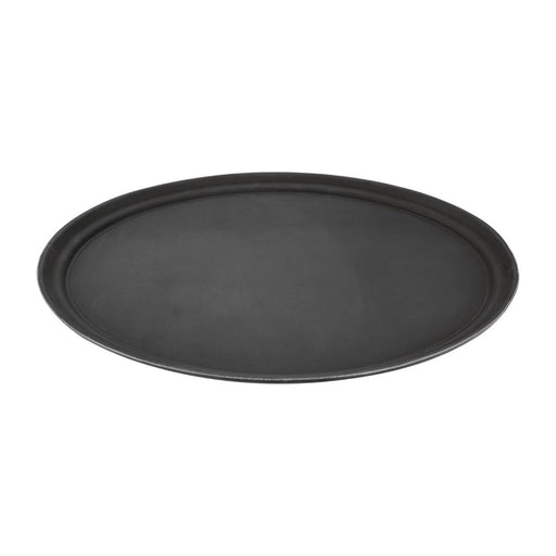 Olympia Kristallon Polypropylene Oval Non-Slip Tray Black 685mm Olympia
