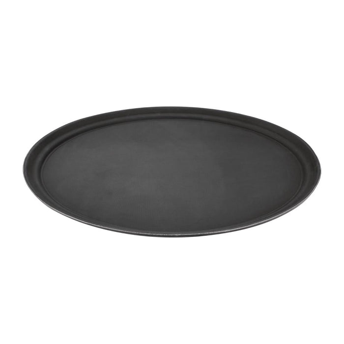 Olympia Kristallon Polypropylene Oval Non-Slip Tray Black 685mm Olympia