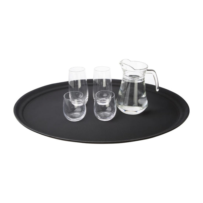 Olympia Kristallon Polypropylene Oval Non-Slip Tray Black 685mm Olympia