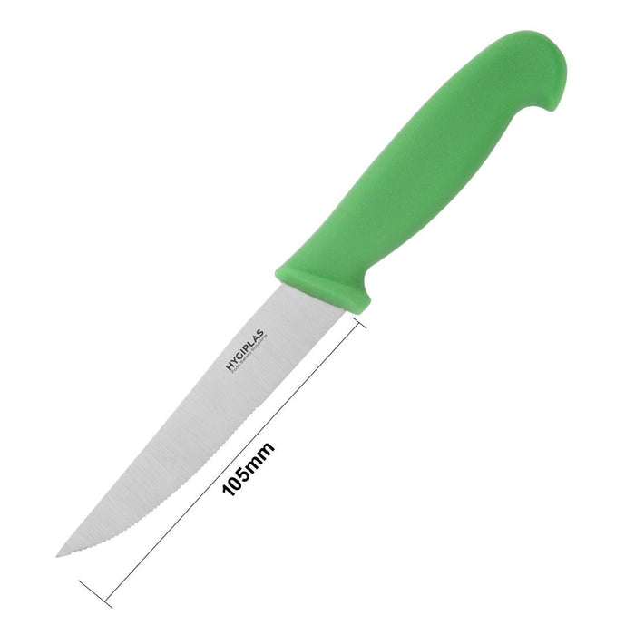 Hygiplas Serrated Vegetable Knife Green 10.5cm Hygiplas